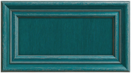 An old wooden frame with a weathered texture is set against a blue industrial steel container wall, featuring a rustic design that serves as a unique exterior entrance to a vintage warehouse