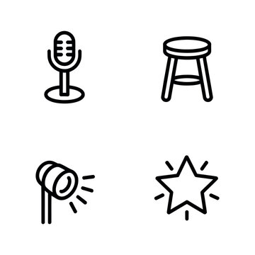 Simple stage setup with microphone and spotlight Vector