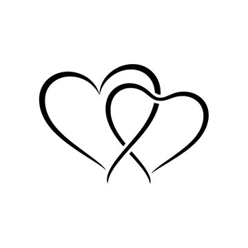 Two hearts vector sign symbol of love and connection