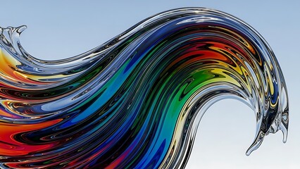 Vibrant multicolored wave abstract art piece with swirling patterns and gradient hues