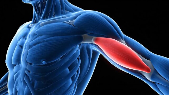 Anatomical illustration of human bicep muscle in body structure