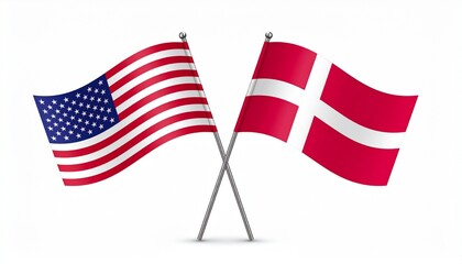 USA Denmark crossed flags symbolizing diplomacy and cultural connection