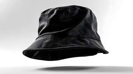 Blank black bucket hat mockup, no gravity