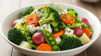 Mixed Vegetables in White Bowl.