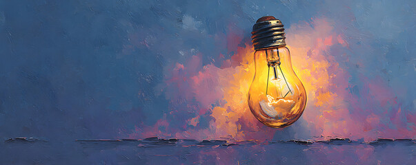 light bulb, innovation, idea, creativity, technology This image features a glowing light bulb against a soft, gradient background, symbolizing new ideas and technological advancements in a modern