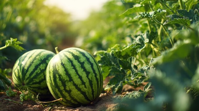watermelon harvest on the ground