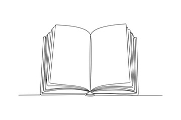Open book continuous line drawing vector for education and literature projects
