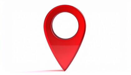 3D red map location pin with glossy finish and central hole