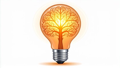 Illuminating Green Energy Tree of Life Inside a Light Bulb