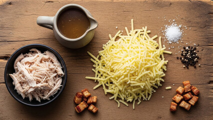 Rappie Pie Raw Ingredients Rustic Flat Lay