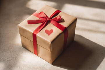 St valentine's day gift box with heart on it. Love, romance
