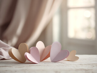  Anniversary,wedding,st valentines concept. Banner with paper cut hearts 