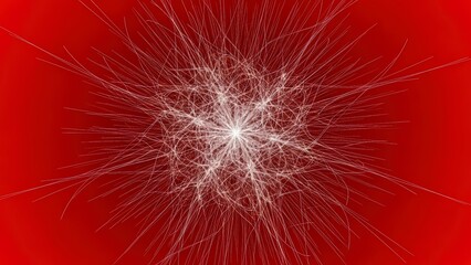 White Sparkling Star on Red Background.