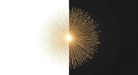 Obraz premium Vibrant New Year fireworks burst in the black night sky as a glowing dandelion flower pattern of light and color celebrate a holiday art illustration