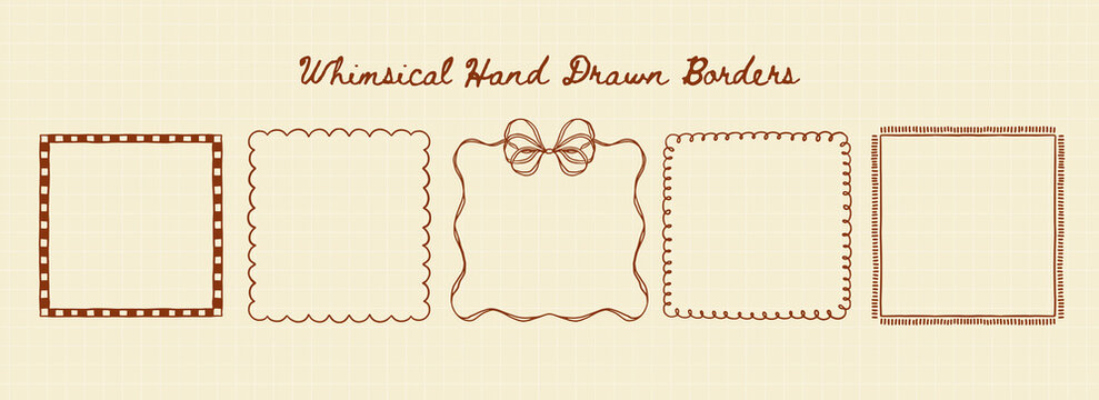 Whimsical Romantic Hand Drawn Border Square