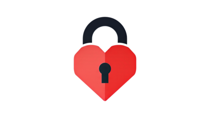 Heartshaped padlock symbolizing love and security. transparent background