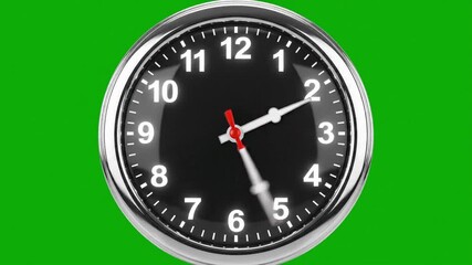 Modern round wall clock on green background