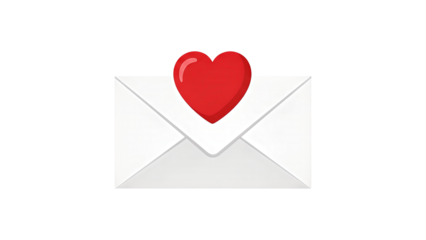 Love Letter Envelope with Red Heart Icon on White Background 1. transparent background