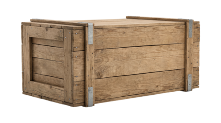 Old Wooden Crate Isolated on White Background for Storage and Shipping. transparent background