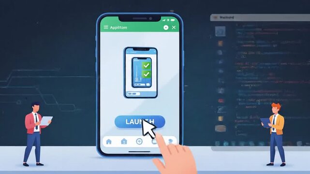 App development and backend coding illustration