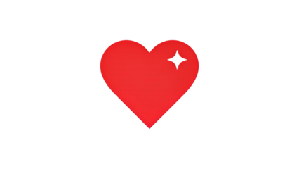 Sparkling Red Heart Icon on transparent background