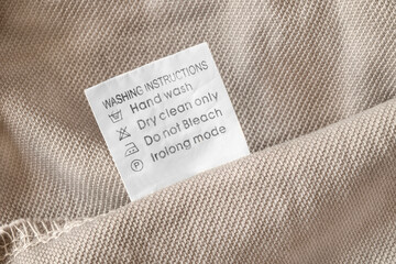 Washing instructions label