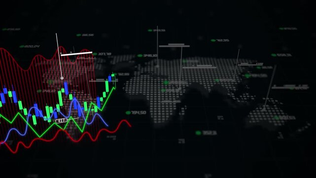 World invest visual index management future global economic stock financial increase analysis price digital market line chart candlestick number.