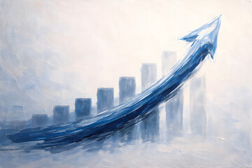 Business Growth Concept with Upward Arrow and Soft Light