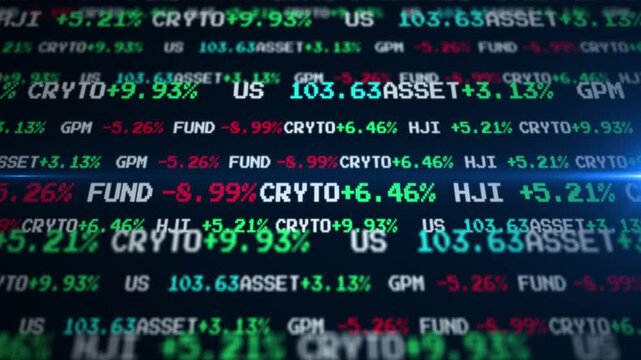 Digital Stock Market Display Showing Real-Time Price Data, Market Index Movement and Trading Information Scrolling Across Screen for Business Analysis, Investment Strategy and Financial.