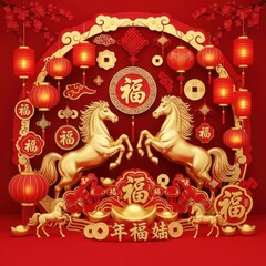 Celebrating the year of the horse with traditional decorations
