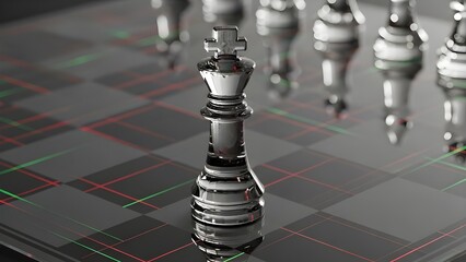 Strategic thinking and risk management concept in trading with chess piece