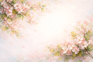 Spring Floral Oil Painting Background with Soft Pastel Blossoms