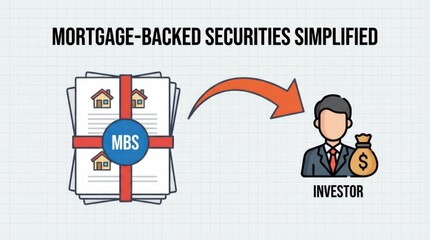 Mortgage-backed securities diagram showing investor gaining from housing investments, simplified design, business concept, financial literacy, vector