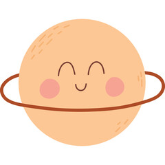 Cute Kawaii Saturn Planet Cartoon Character