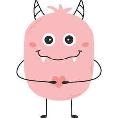 Cute Pink Monster Holding a Heart © Erlangga