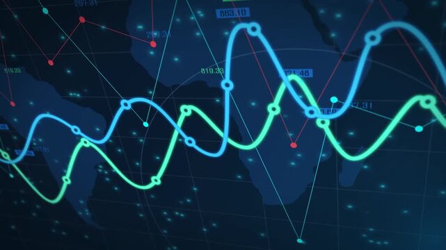 Analytics Data Visualization with Financial Indicator binary chart graph network statistic stock  Investment Insight and Business Performance.
