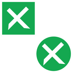 Obraz premium Green X marks in square and circle icons