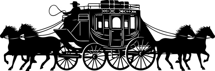 Horse-Drawn Carriage Silhouette &ndash; Vintage Transportation Art

Classic Royal Carriage with Horses Silhouette Illustration

Old-Fashioned Horse Carriage &ndash; Elegant Black Silhouette Design