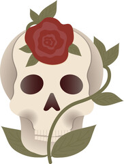 skull with roses