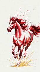 Chinese New Year, Lunar New Year, Year of the Horse, horse zodiac, white horse, cute horse, horse figurine, Chinese zodiac, gold ingots, lucky symbols, prosperity, good fortune, wealth, Asian holiday,