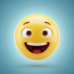 Fototapeta premium Joyful Yellow Emoji with Wide Smile and Expressive Eyes.
