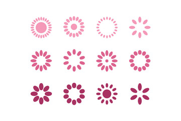 Rounded geometric circle shape. Abstract flower bud. Modern abstract linear compositions and graphic design elements.