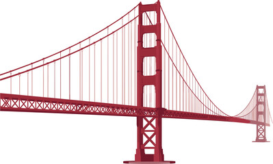 Obraz premium Red Golden Gate Bridge suspension bridge structure with cables and towers Keywords: golden gate bridge, san francisco, bridge