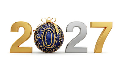 luxury new year 2027 concept with golden numbers and clock