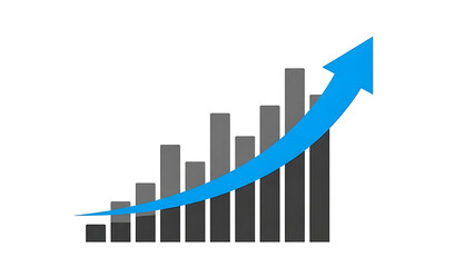 Upward Arrow Business Growth Chart On White Background