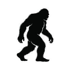 Fototapeta premium Bigfoot sasquatch walking silhouette against white background