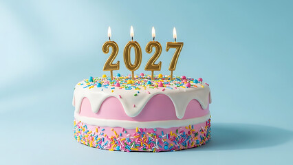 Creative Birthday Cake Design With 2027 Number Candles