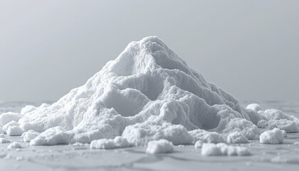 winter snow cold weather A large pile of white powder on a plain background