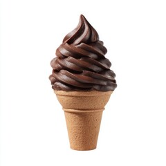 Delicious Chocolate Soft Serve Ice Cream in Cone, Sweet Treat for Hot Days, Creamy Indulgence, Perfect Dessert Option