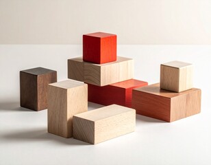 Obraz premium Award-winning minimalist still life of sculptural wooden toy blocks arranged in a balance